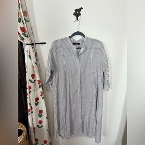 MAX MARA WEEKEND - black and white striped shirt dress, Size L